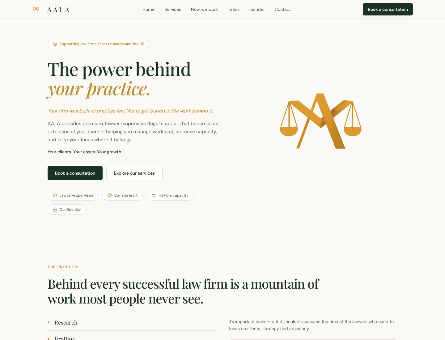AALA Partners homepage on desktop