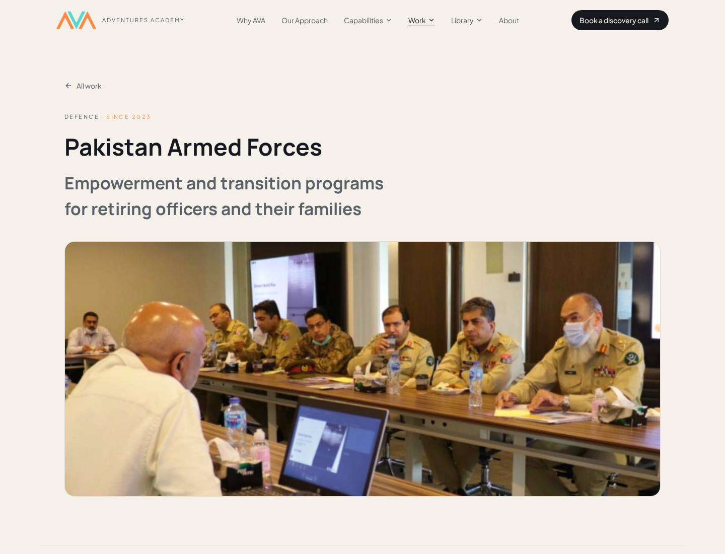 AVA impact story page for a public programme