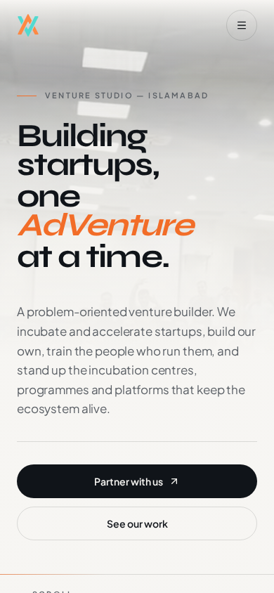 AdVentures Studio homepage on mobile