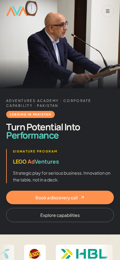 AdVentures Academy homepage on mobile
