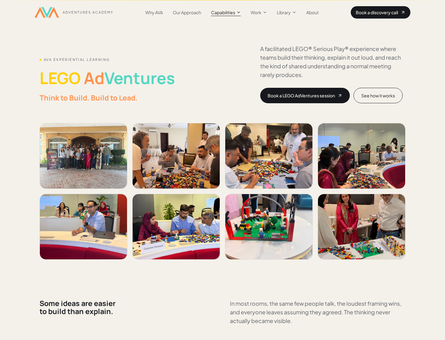 LEGO AdVentures programme page with workshop photography
